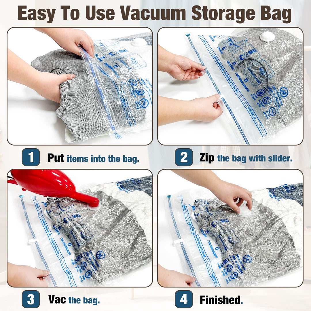 Vacuum Storage Bags, 10 Jumbo Space Saver Vacuum Seal Bags, Space Bags, Vacuum Sealer Bags for Clothes, Comforters, Blankets, Bedding (10J)