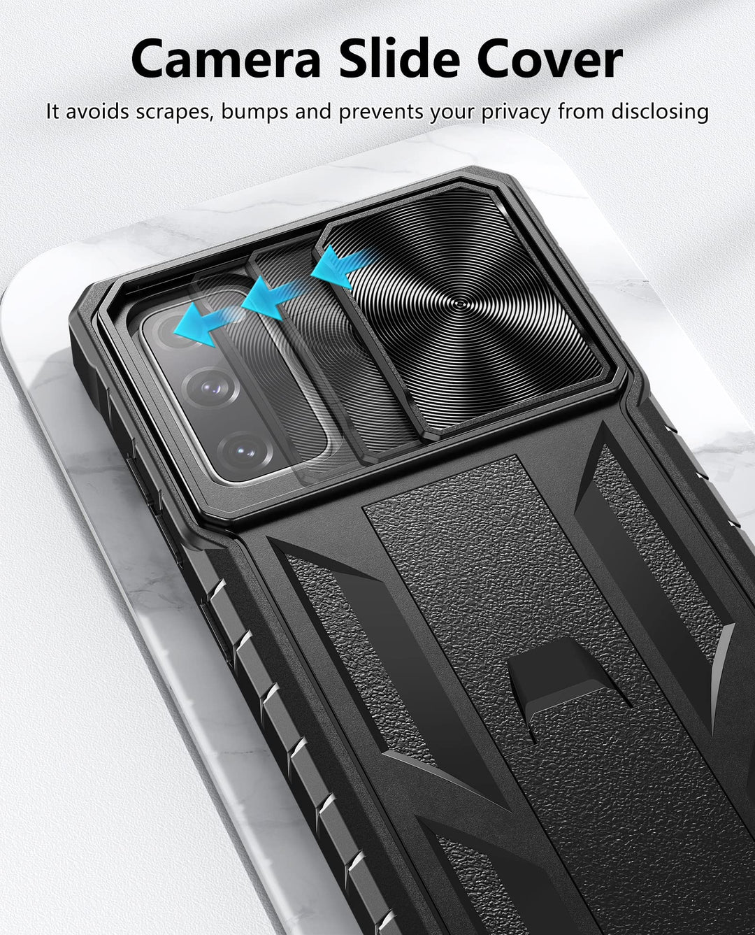 for Samsung Galaxy S20-FE Case: Military Grade Drop Proof Protection Mobile Cover with Kickstand | Matte Textured Rugged Shockproof TPU | Protective Phone Case for Samsung S20 FE 5G - Black
