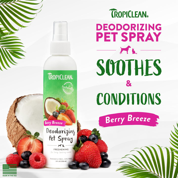 Dog Perfume, Long Lasting Berry Cologne, Deodorizing Spray for Smelly Dogs, After Bath Detangling Spray with Vitamin E, Safe for Cats, 8oz.