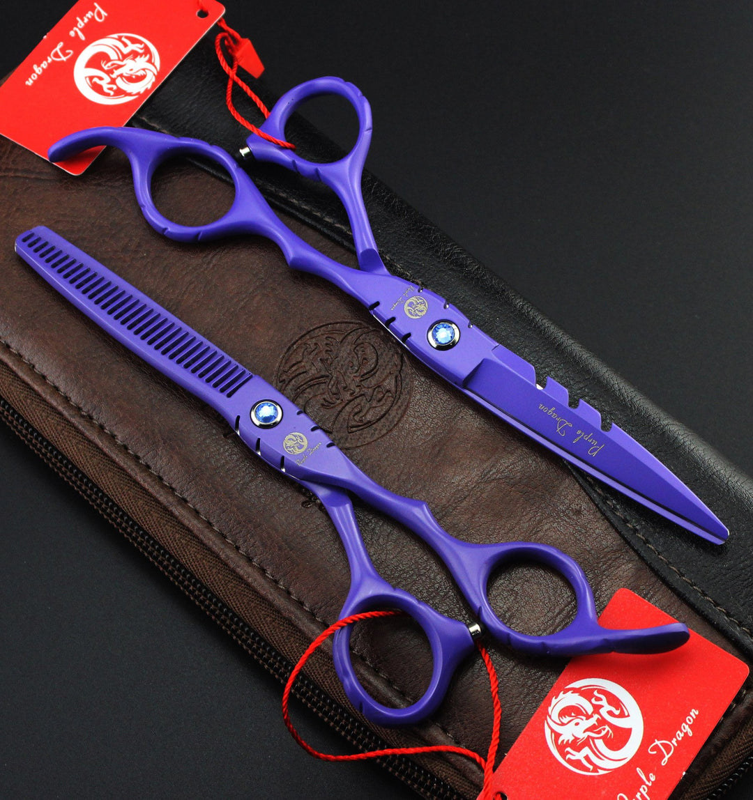 Professional Japan 440C Hair Salon Cutting Shear and Barber Thinning Scissor Hairdressing Shear Set with Bag