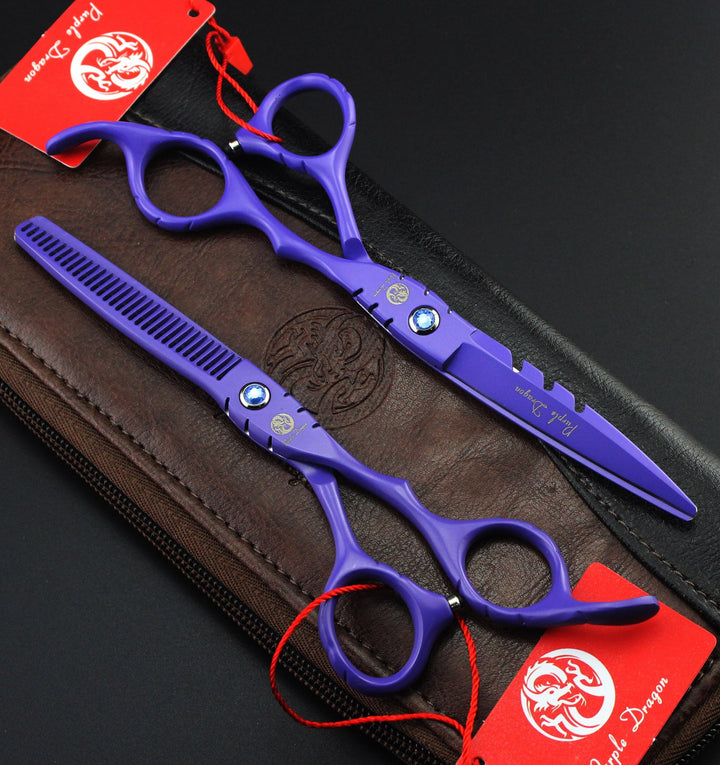 Professional Japan 440C Hair Salon Cutting Shear and Barber Thinning Scissor Hairdressing Shear Set with Bag