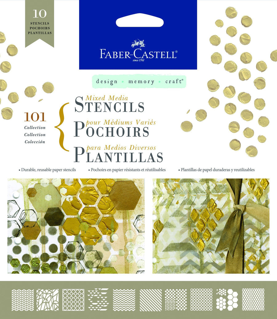 Mixed Media Paper Stencils - 101 Collection - 10 Reusable Graphic Stencils
