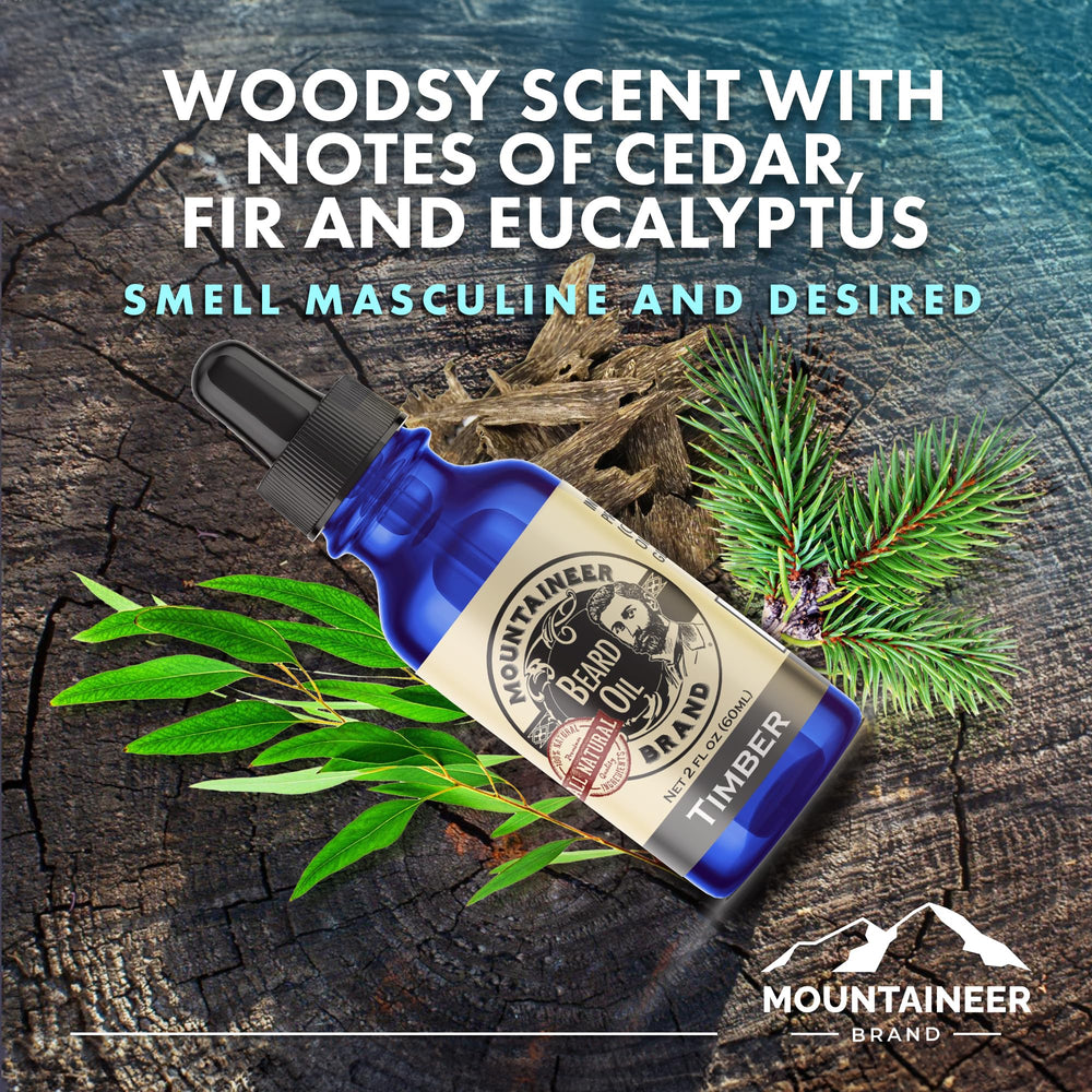 Beard Oil - WV Timber Scent - 100% Natural Conditioner and Softener For Men - Hydrates and Moisturizes for Beard Growth - Treats Dry Itchy Beards - 2oz