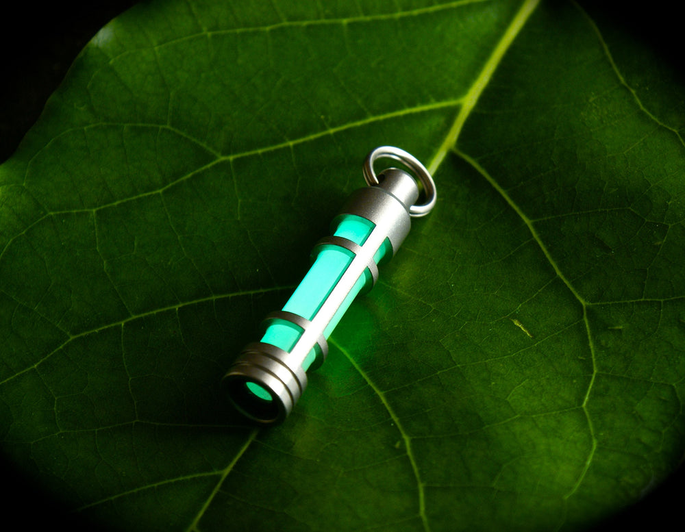 - Embrite Glow Fob - Stainless Steel - Glow in the Dark - Green Embrite Glow Pellet - Keychain Accessories - Everyday Carry - Key Fob - Glow Sticks - Gifts for Men