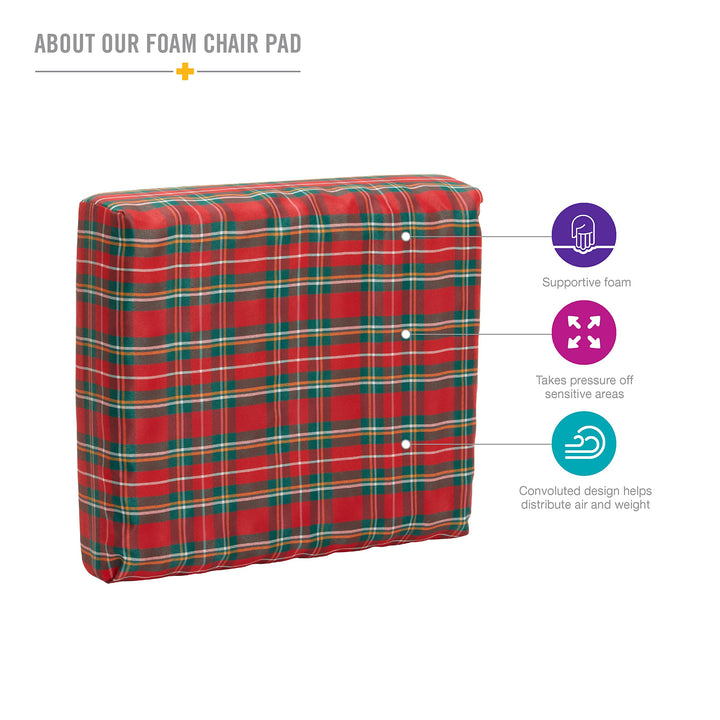 Convoluted Foam Chair Pad Seat Cushion with Plaid Cover