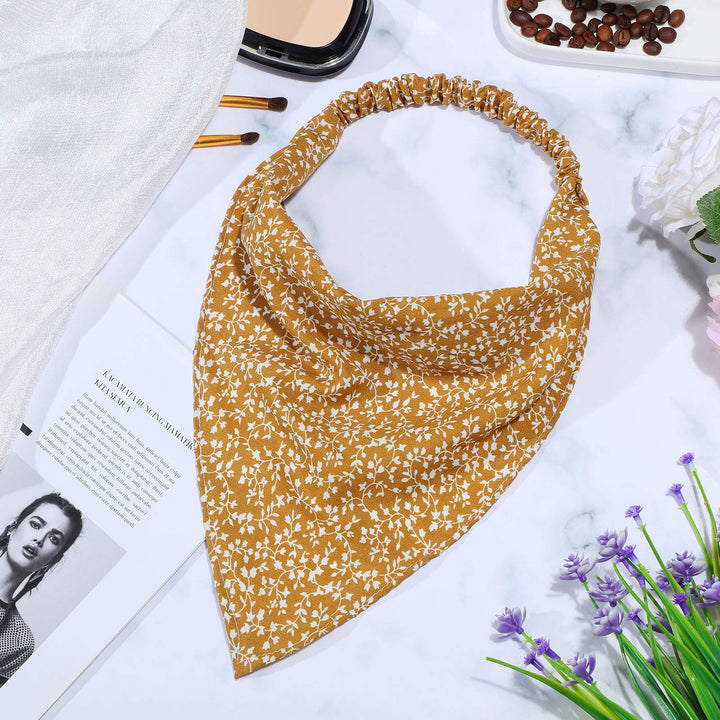 6 Pcs Floral Elastic Hair Bandanas Boho Scarf Headband Chiffon Head Kerchief Turban with Hair Clips for Women(Boho Floral Patterns)