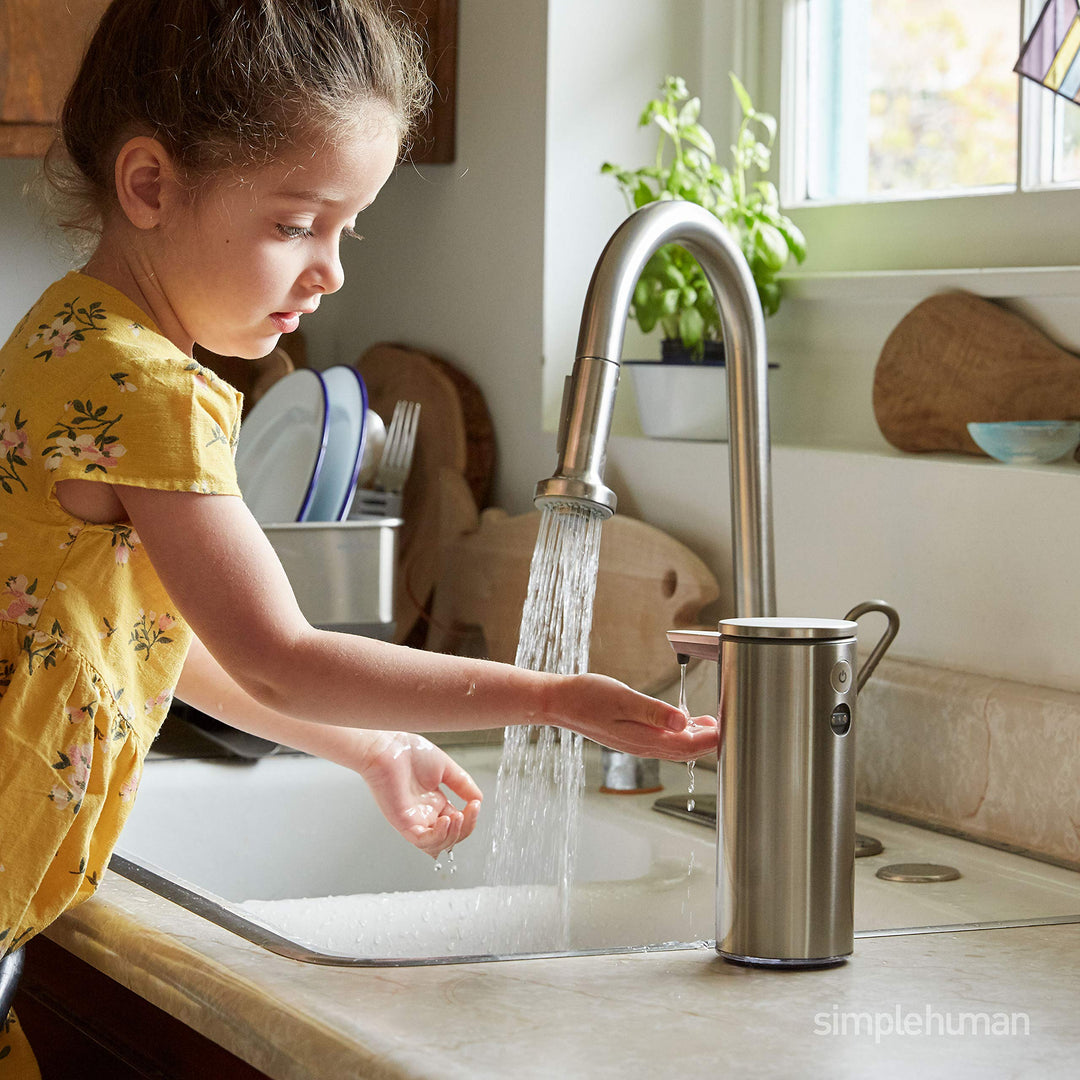 9 oz. Touch-Free Rechargeable Sensor Liquid Soap Pump Dispenser, Rose Gold Stainless Steel