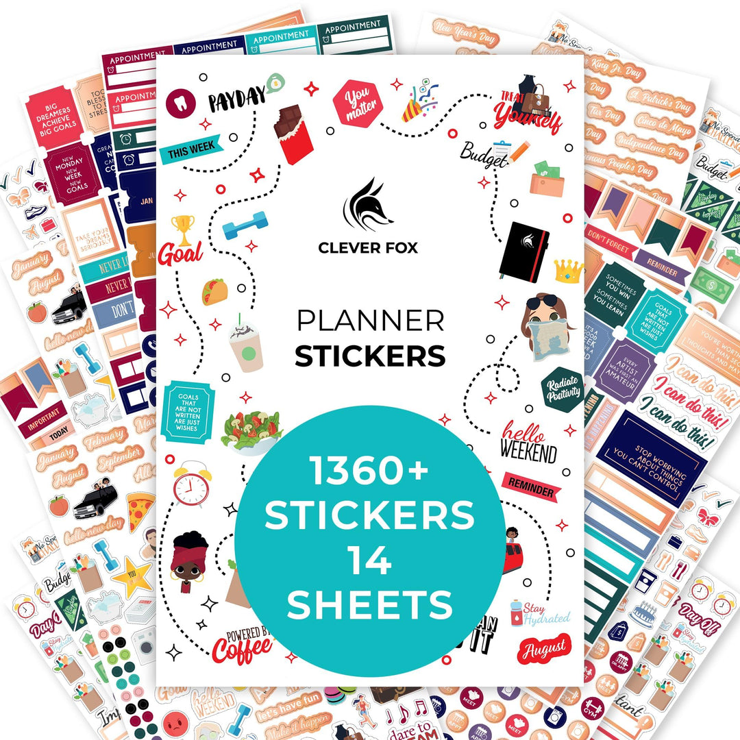 Planner Stickers – Monthly, Weekly & Daily Planner Stickers 14 Sheets Set of 1360+ Unique Stickers (Value Pack)