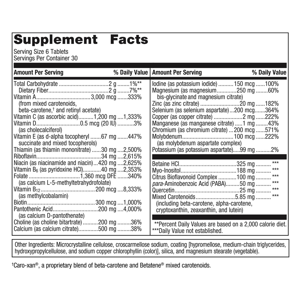 Multigenics – Optimum Multiple Vitamin/Mineral Formula Fast-Release Tablet – 30 servings, 180 Count (Pack of 1)
