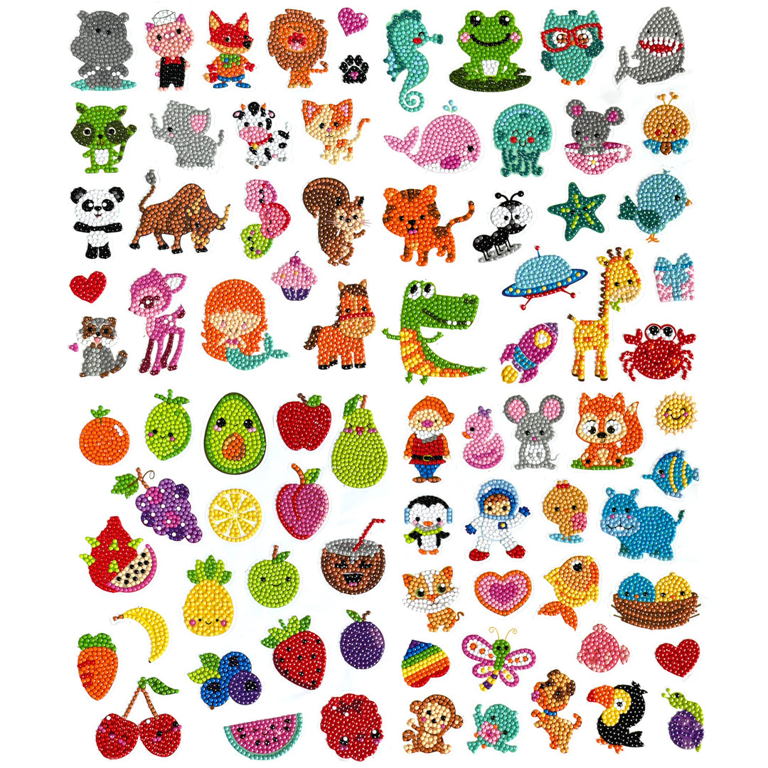 80pcs Diamond Stickers for Kids - 5D DIY Gem Art Kits, Safe and Colorful Crafts for Girls, Boys, and Beginners