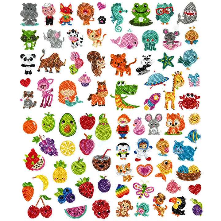 80pcs Diamond Stickers for Kids - 5D DIY Gem Art Kits, Safe and Colorful Crafts for Girls, Boys, and Beginners