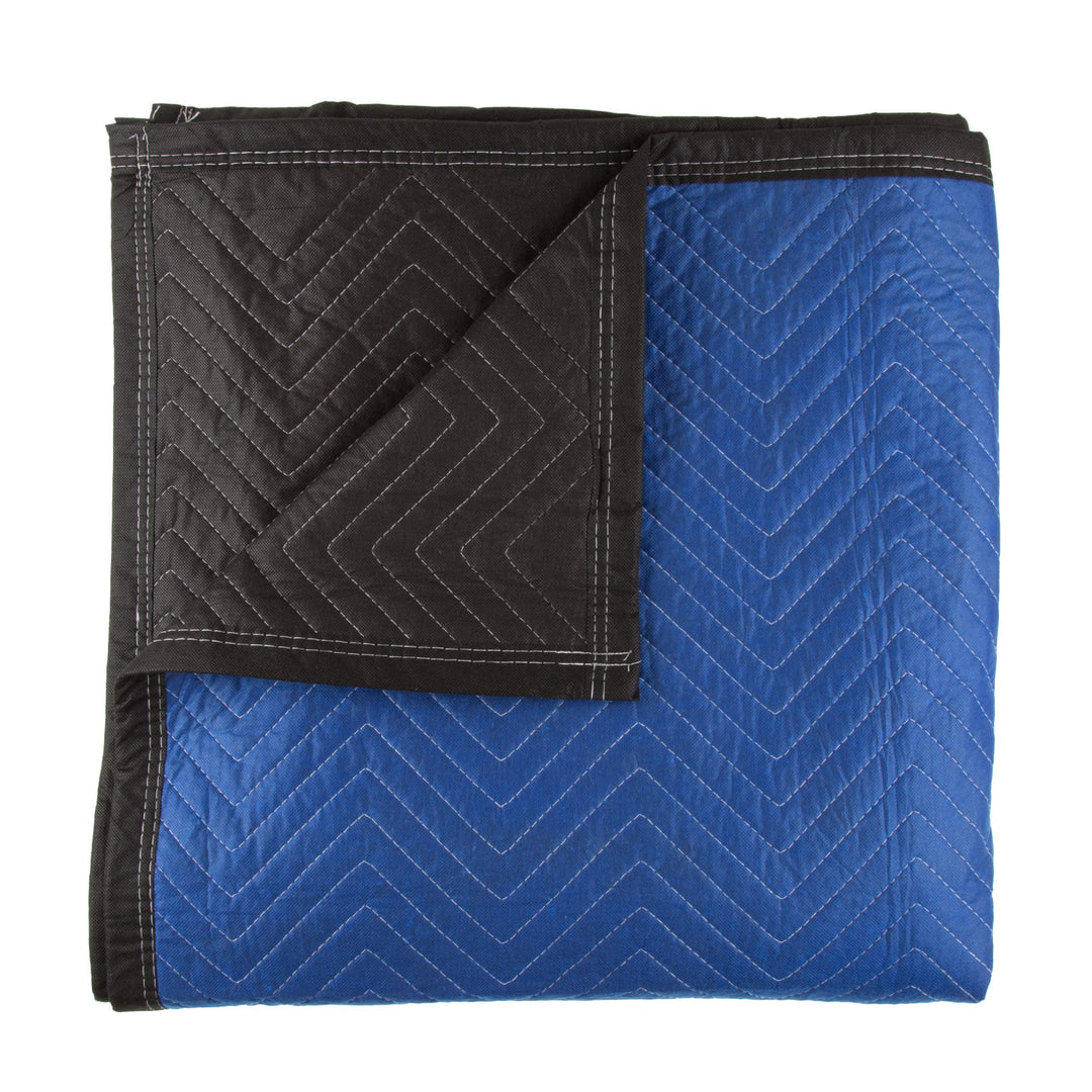 75-MOV1001 Blanket-80x73.5in Heavy-Duty Reusable Quilted Furniture Pad or Drop Cloth with Recycled Cotton Filling-Moving Supplies, 1-Pack, Black/Blue