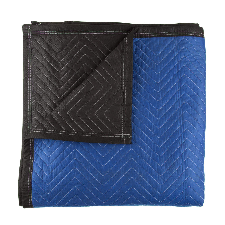 75-MOV1001 Blanket-80x73.5in Heavy-Duty Reusable Quilted Furniture Pad or Drop Cloth with Recycled Cotton Filling-Moving Supplies, 1-Pack, Black/Blue