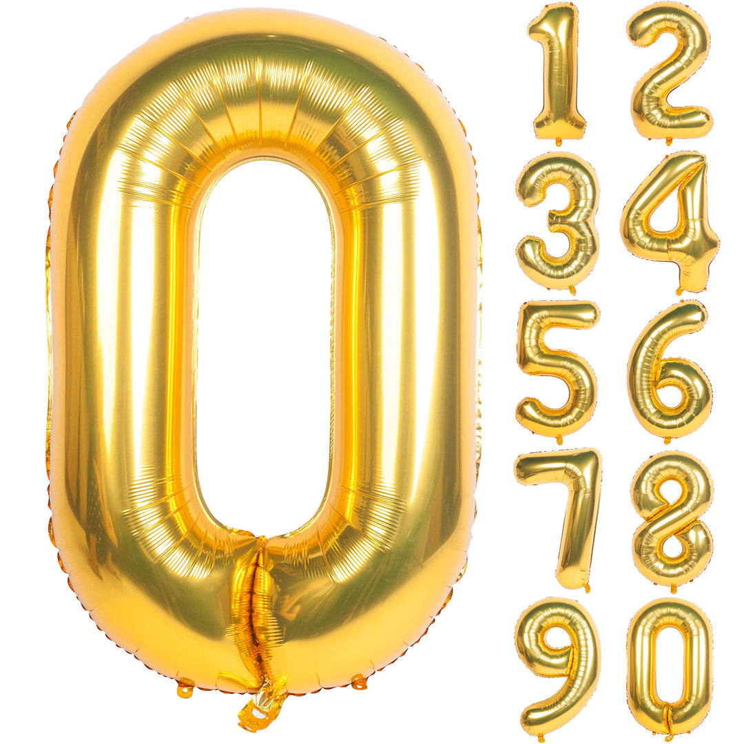 40 Inch Gold Digit Helium Foil Birthday Party Balloons Number 0