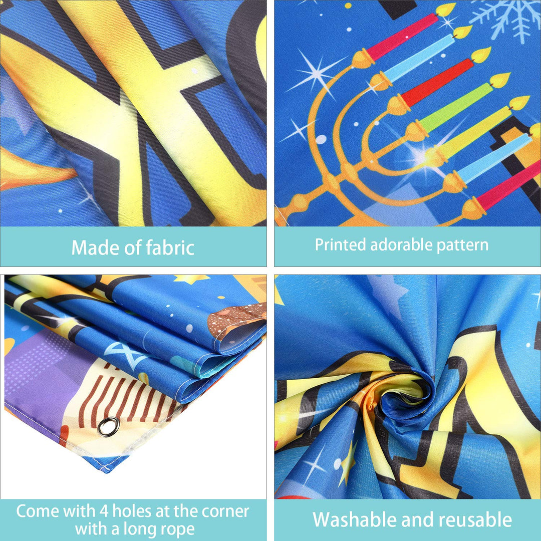 Happy Hanukkah Banner Chanukah Party Decorations Home Outdoor Yard Sign Festive Decor Party Supplies