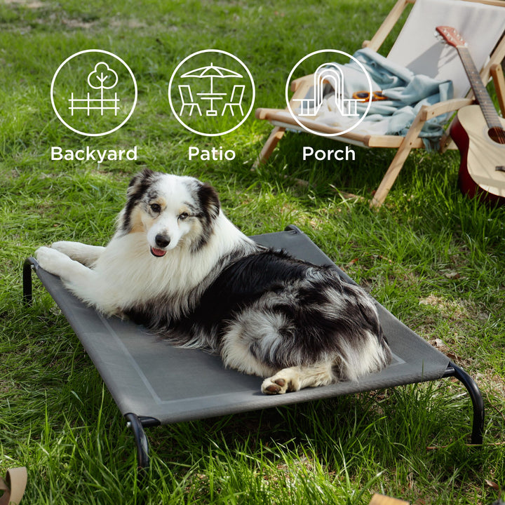 XL Elevated Cooling Dog Bed Cot, Raised Pet Beds with No-Slip Feet, Stable Frame & Durable Supportive Teslin Recyclable Mesh, Breathable, Indoor and Outdoor, Multi Size Breathable Mesh