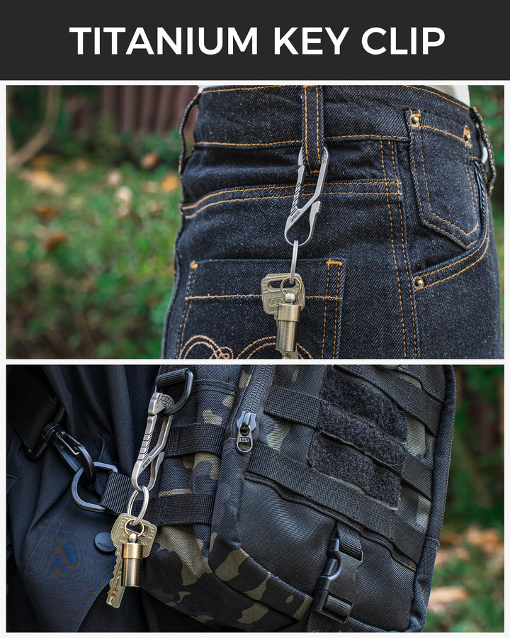 Titanium Small Carabiner Keychain Clip,Key Chain Clip with Key Ring for Men(Tai-A/2pcs)