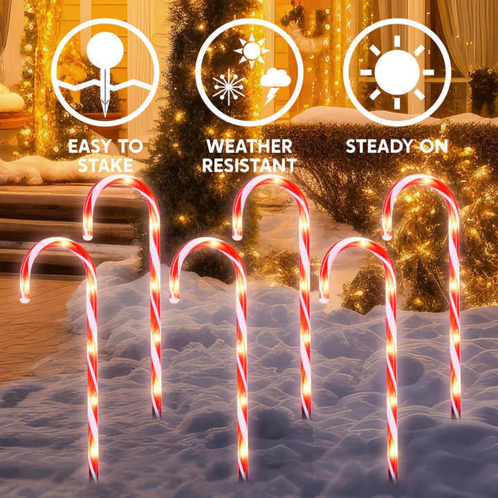 23 Christmas Candy Cane Pathway Markers Lights, Set of 12 Christmas Pathway Lights with White Lights for Indoor and Outdoor Christmas Decorations