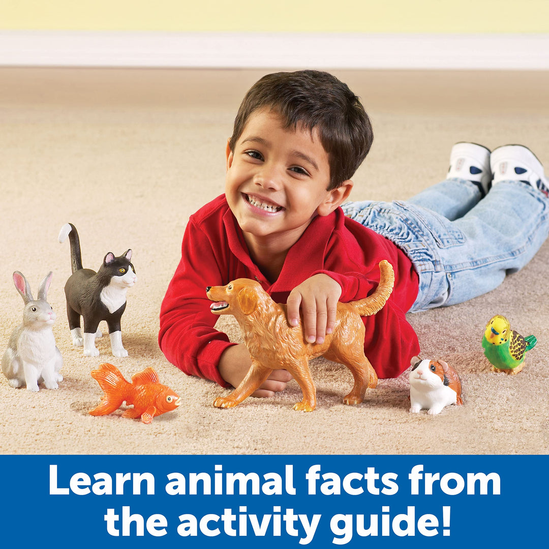Jumbo Domestic Pets, Cat, Dog, Rabbit, Guinea Pig, Fish and Bird, 6 Animals, Ages 2+ (LER0688),Multi-color,3-3/4 - 7-1/2 W in