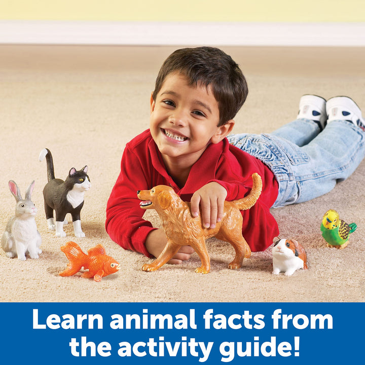 Jumbo Domestic Pets, Cat, Dog, Rabbit, Guinea Pig, Fish and Bird, 6 Animals, Ages 2+ (LER0688),Multi-color,3-3/4 - 7-1/2 W in