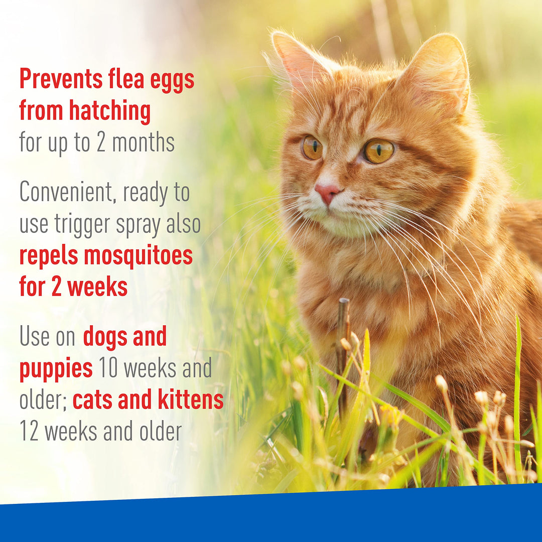 Plus Flea & Tick Spray with Precor ; Kills Adult Fleas, Flea Eggs, Flea Larvae, Ticks, and Repels Mosquitoes For Up To 2 Weeks ; Controls Flea Reinfestation For Up To 2 Months ; 32 Oz