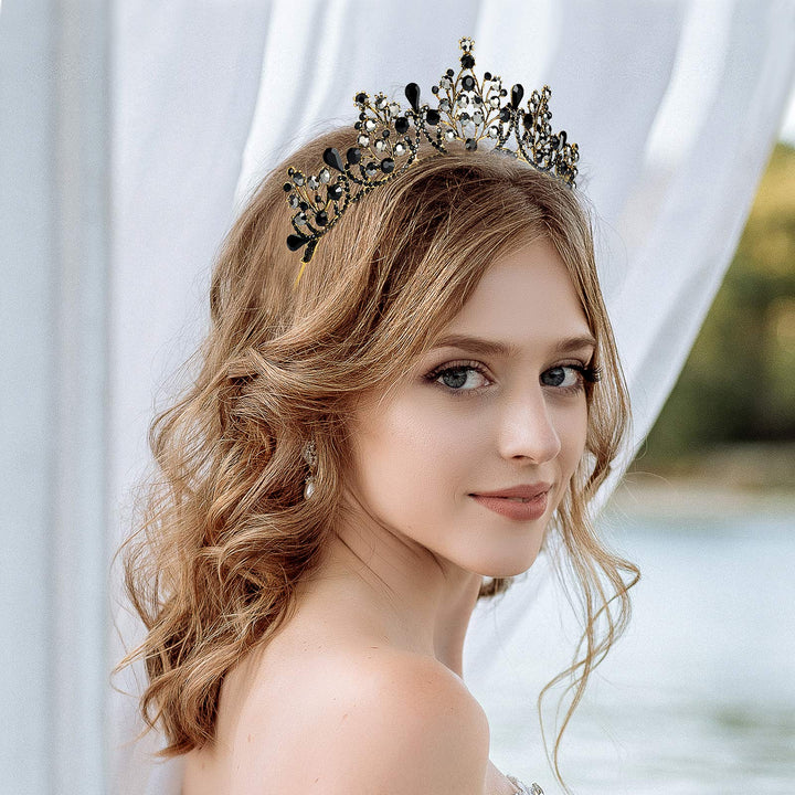 Black Crown for Women Baroque Queen Crown and Tiaras Princess Crown Gothic Crown Headpiece for Women Halloween Birthday