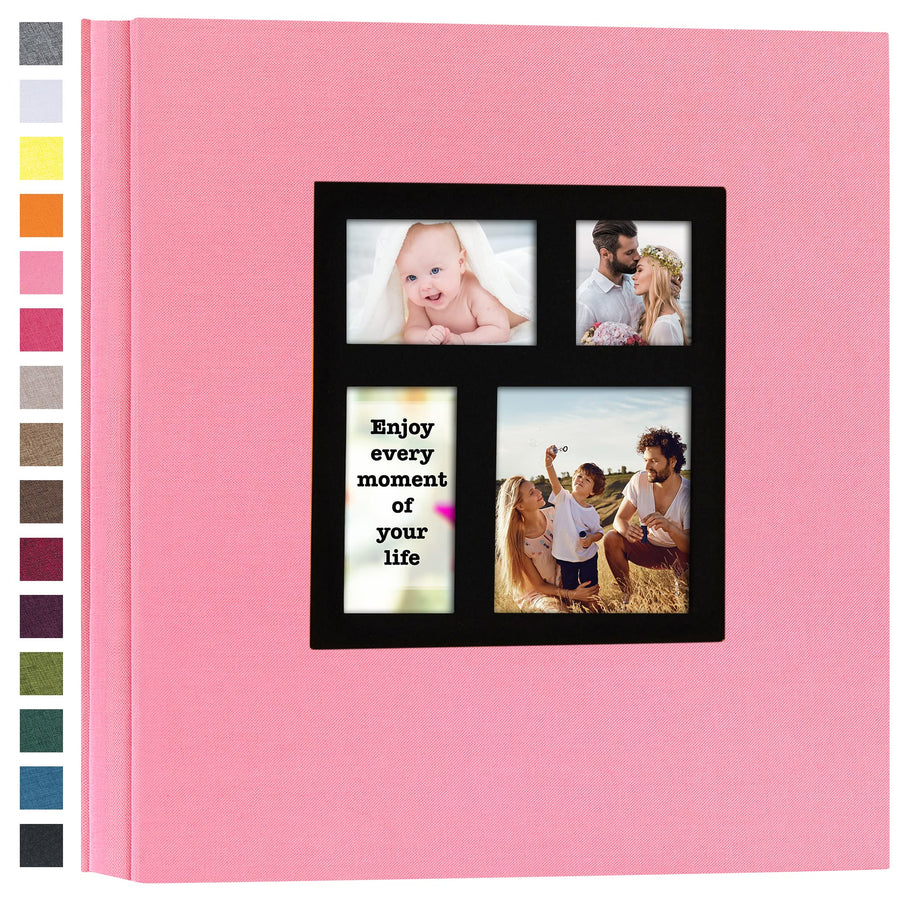 Photo Album 4x6 1000 Photos Linen Hardcover Large Capacity for Family Wedding Anniversary Baby Vacation (Pink, 1000 Pockets)