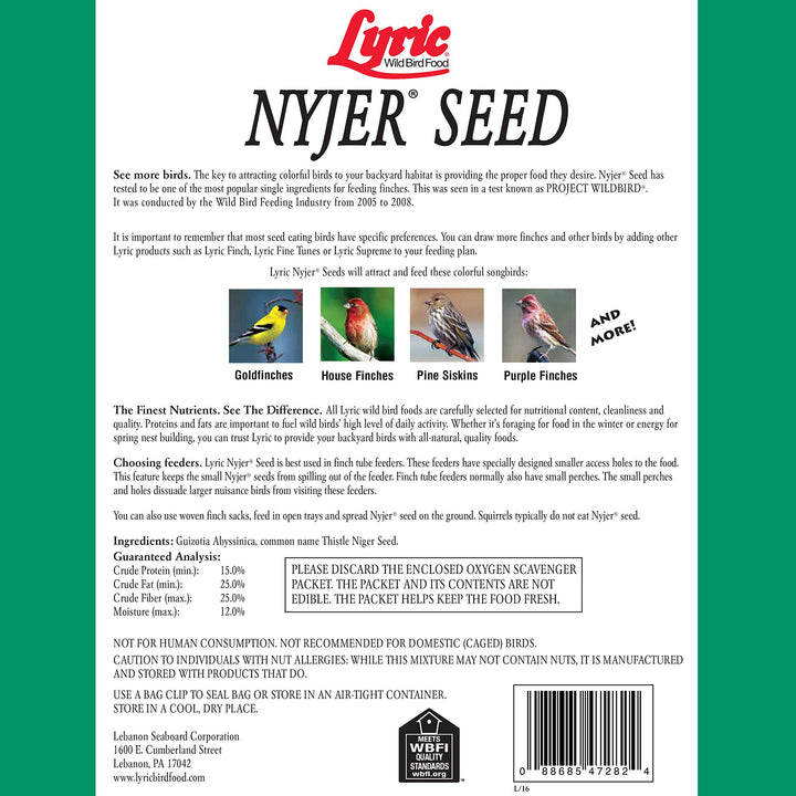 Nyjer Seed Wild Bird Seed Finch Food - Attracts Goldfinches, House Finches & Purple Finches -10 lb Bag