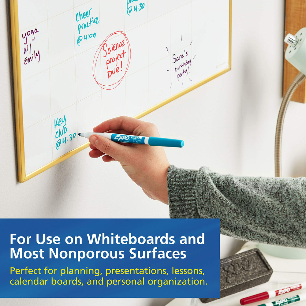 Low Odor Dry Erase Markers, Fine Tip, Black, 12 Count
