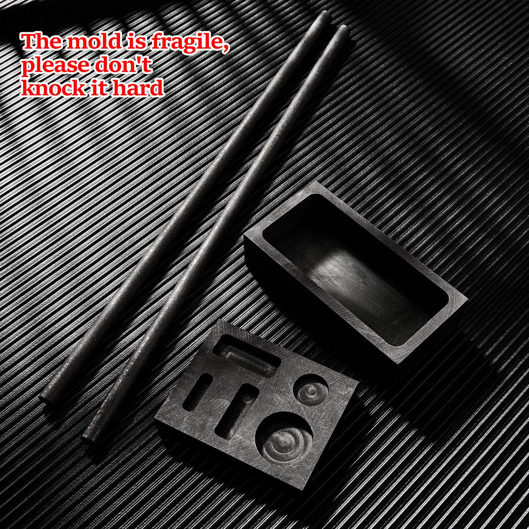 4 Pieces Graphite Ingot Mold Stir Rod Stick Set, 5-in-1 Graphite Casting Ingot Mold Coin Combo Metal Refining Scrap Mold, 1 KG Graphite Ingot Crucible Mould, 2 Graphite Stir Rod Stick for Melting