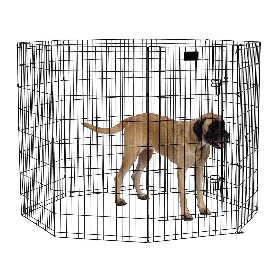 Dog Exercise Pen & Playpen, 24 W x 48 H, with Door, Black