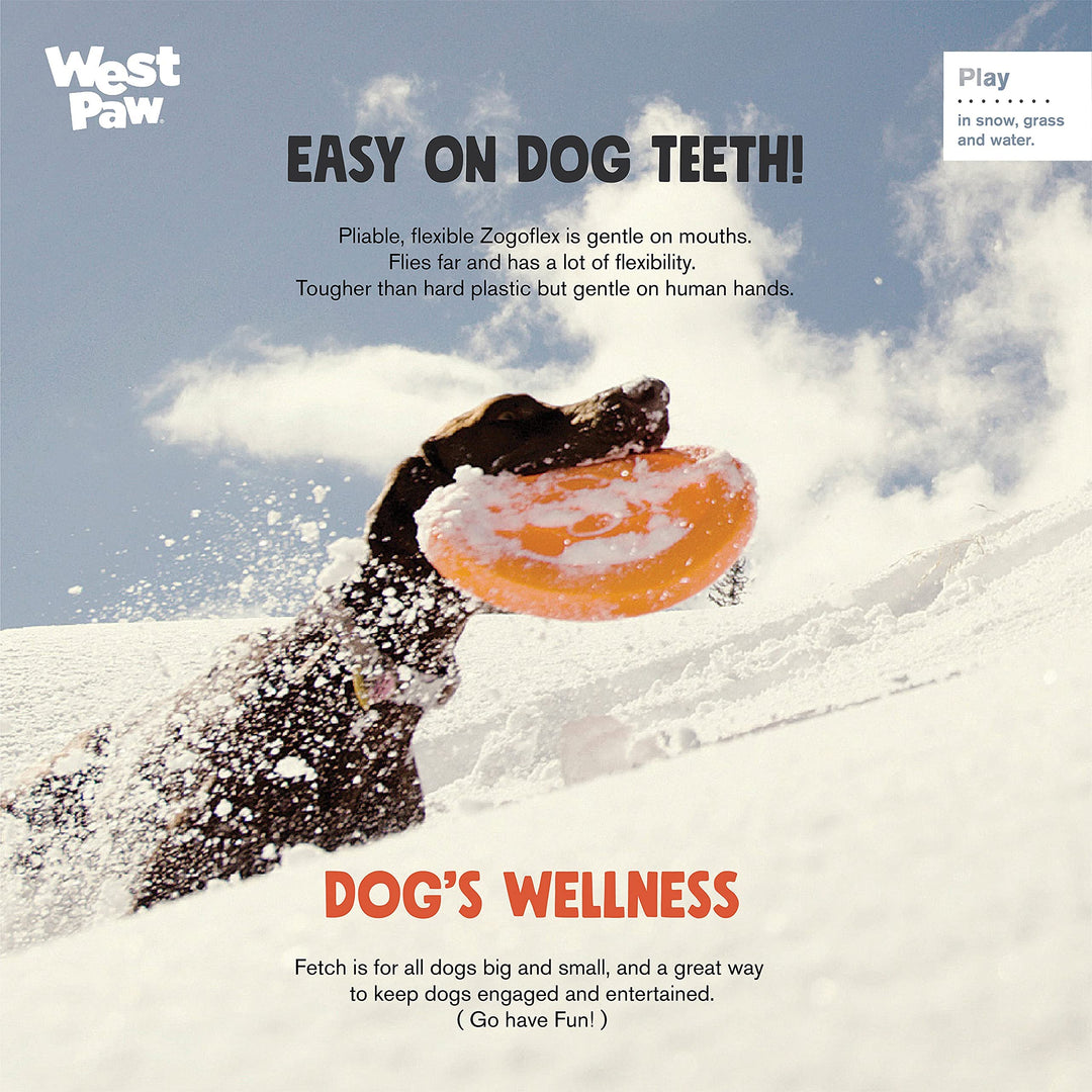 West Paw Zogoflex Zisc Dog Flying Disc, High Flying Aerodynamic Disc for Dogs Puppy – Lightweight, Floatable Disc for Fetch, Tug of War, Catch, Play – Doubles as Food/Water Bowl, Small 6.5, Tangerine