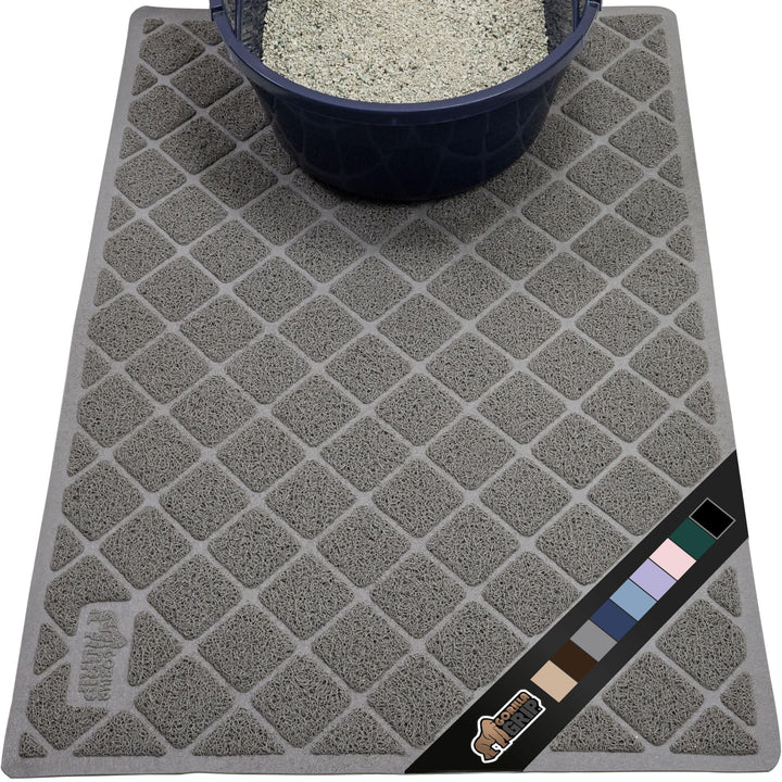 Cat Litter Box Mat, 47x35, Water Resistant Kitty Litter Trapping Mat, Textured Backing, Easy to Clean, Less Waste and Clean Floors, Kitten Supplies for Indoor Cats, Soft on Paws, Gray