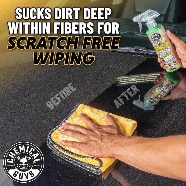 MIC 506 03 Professional Grade Premium Microfiber Towels, Gold (16 Inch x 16 Inch) (Pack of 3) - Safe for Car Wash, Home Cleaning & Pet Drying Cloths