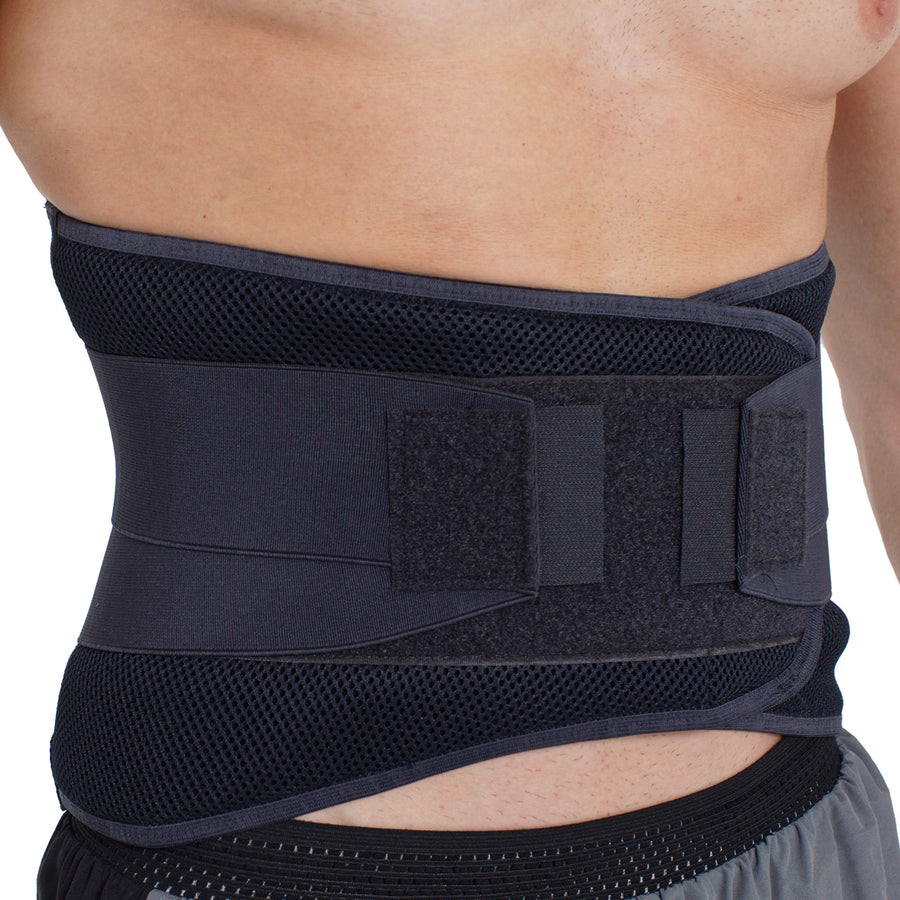 Adjustable Compression Wide Back Brace Lumbar Support Belt (Charcoal, Size XL)