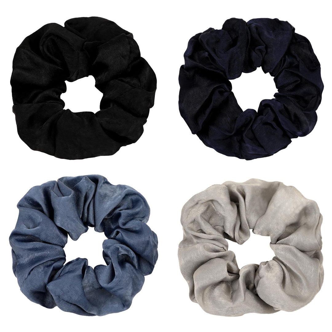 Silk Satin Scrunchies Women Hair Ties - Big Scrunchy Ponytail Holder No Crease Hair Bands Soft Elastic No Hurt Your Hair for Vsco Girl Women Black Gray Dark Blue Light Blue