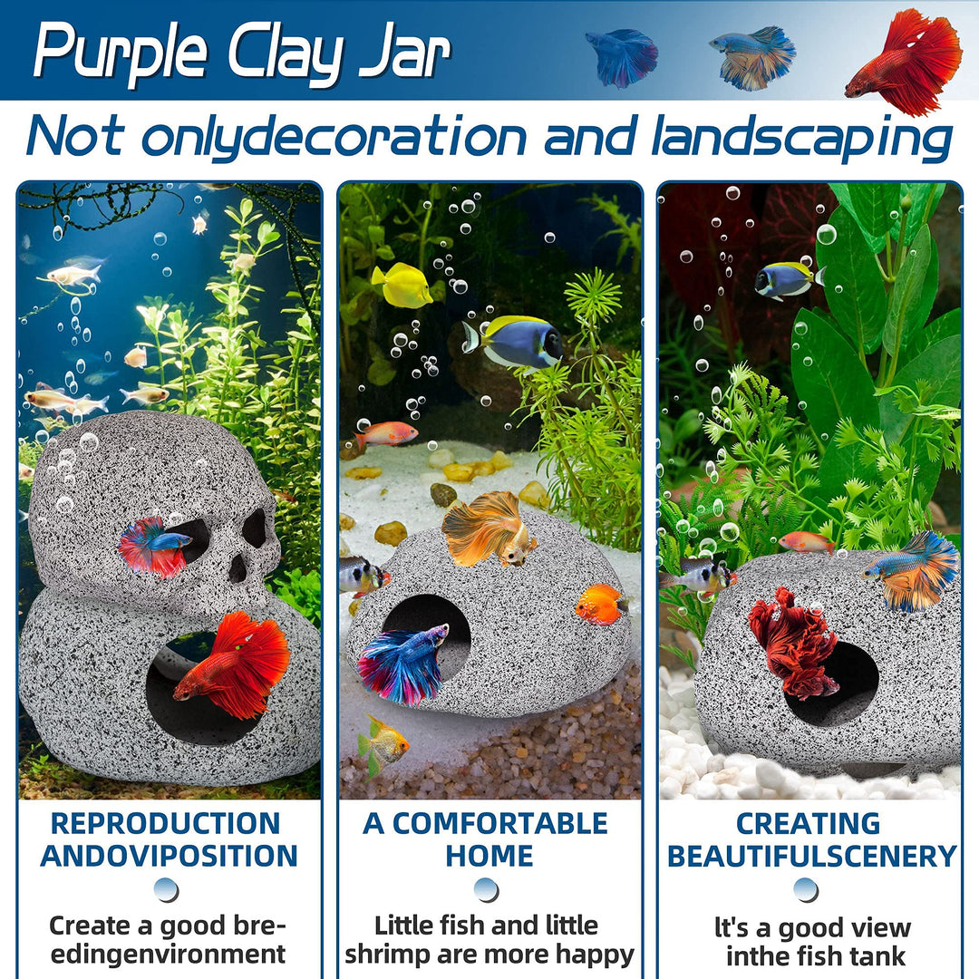 Aquarium Decorations Cave Betta Fish Tank Accessories Rock Cave Decor for Shrimp Cichlid Hiding Breeding Small Fish Bowl Hide Decoration Betta Toys Hideout Stones House(Small)