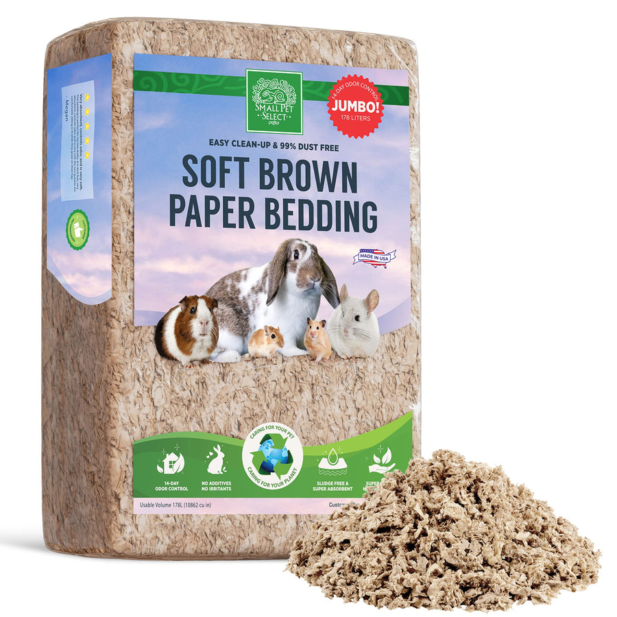 Premium Small Animal Bedding, Natural Soft Paper Bedding for Small Indoor and Outdoor Pets, Made in USA, Jumbo Size 178 L Pack