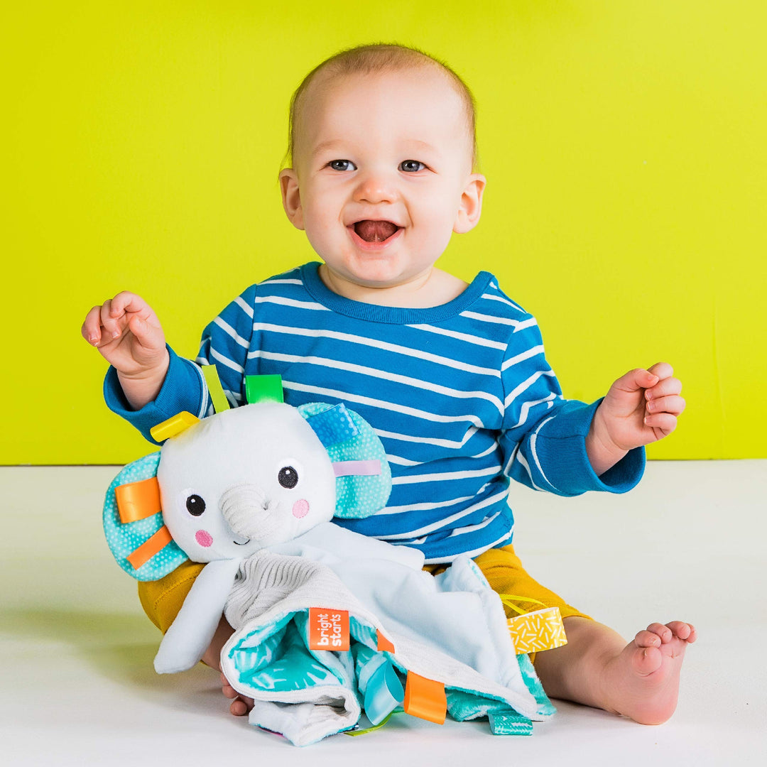 Elephant Cuddle 'n Tags 2-Sided Baby Lovey Security Soothing Blanket, 16