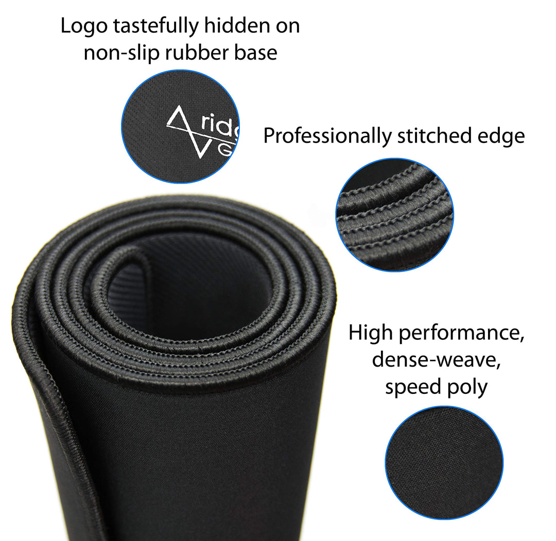 Gaming Mouse Pad (5mm) Massive 46 inch | 46x17.3x0.20 Extra Thick | Black | Stitched Edge, Large Washable Desk Mat