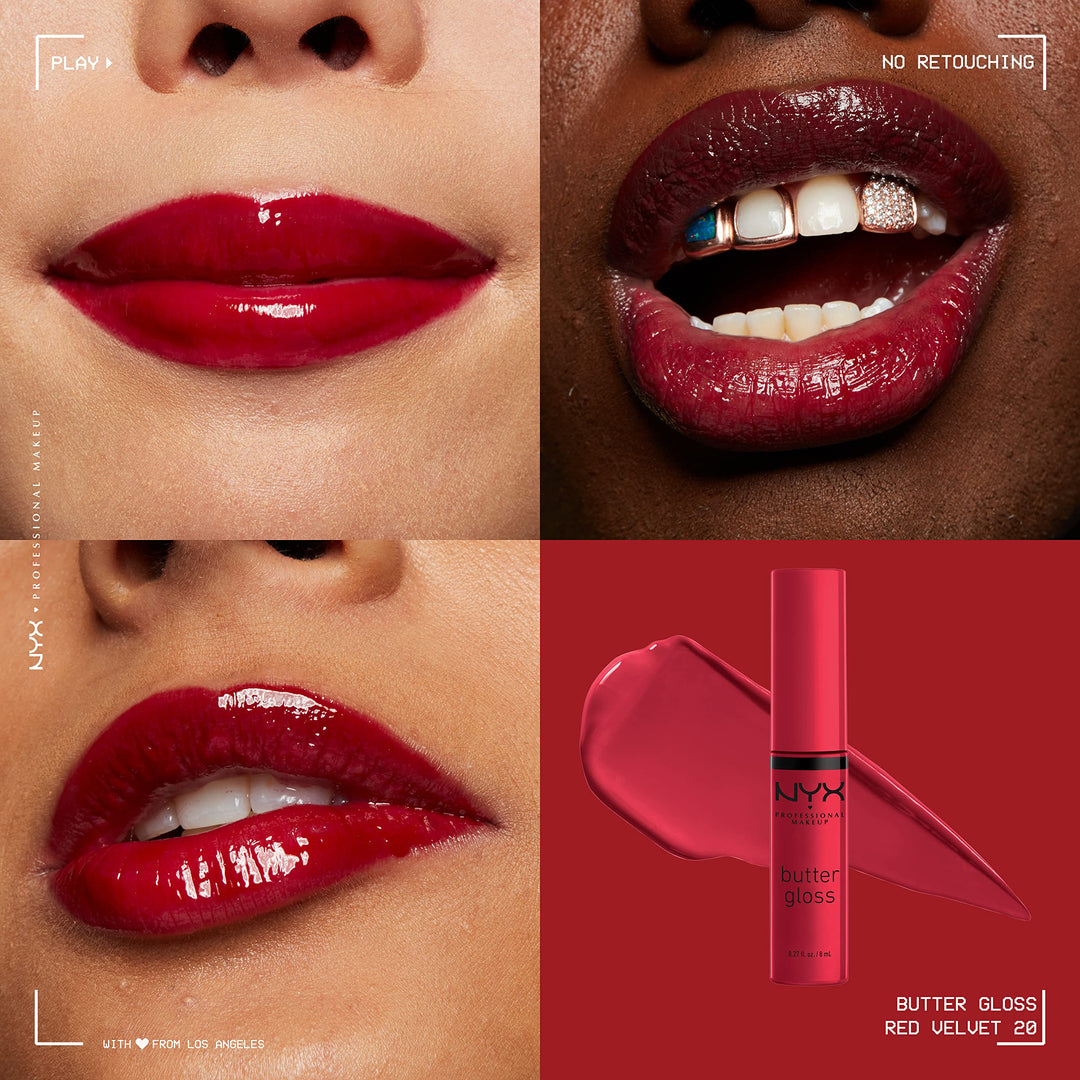 Butter Gloss, Non-Sticky Lip Gloss - Red Velvet (Deep Red)