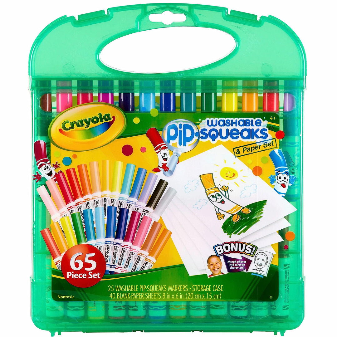 Pip Squeaks Marker Set (65ct), Mini Washable Markers for Kids, Markers for Coloring Books, Kids Travel Activity, Holiday Gift, 4+