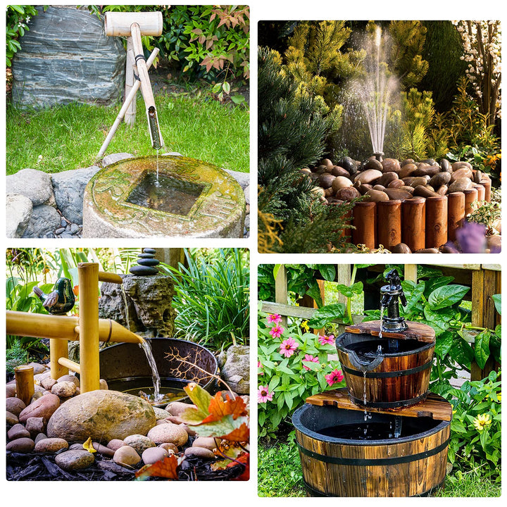 2.5W Solar Fountain Pump, DIY Outdoor Solar Water Fountain Pump with 6 Nozzles and 4ft Water Pipe, Solar Powered Pump for Bird Bath, Ponds, Garden and Fish Tank Garden, Pond