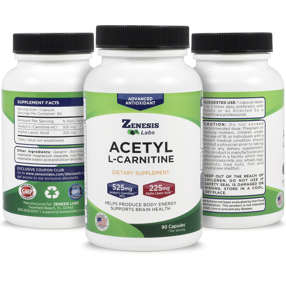 Acetyl L-Carnitine with Alpha Lipoic Acid - 90 Capsules