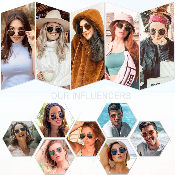 Small Square Polarized Sunglasses for Men and Women Polygon Mirrored Lens SJ1072 with Black Frame/Grey Lens