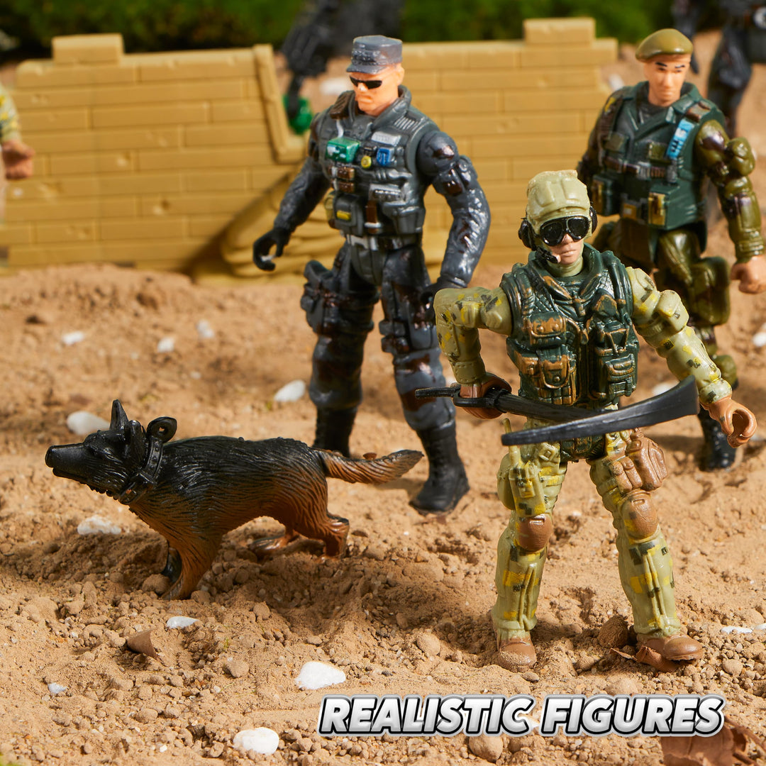 16 PCs Army Men Playset with 12 Realistic Army Ranger Men Action Figures and Weapon Gear Accessories, Military Soldiers Action Figures Playset for Boys Gift