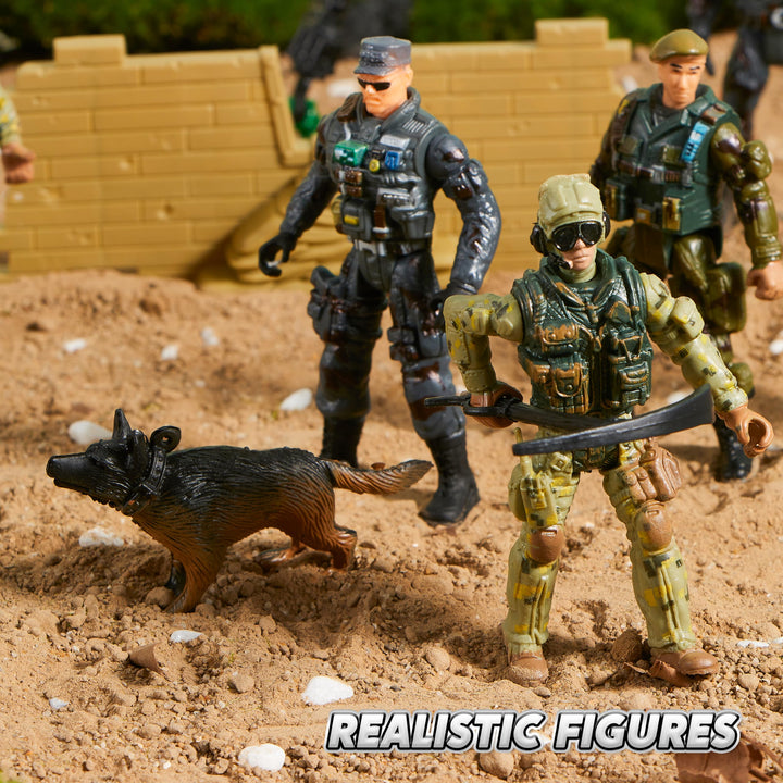 16 PCs Army Men Playset with 12 Realistic Army Ranger Men Action Figures and Weapon Gear Accessories, Military Soldiers Action Figures Playset for Boys Gift