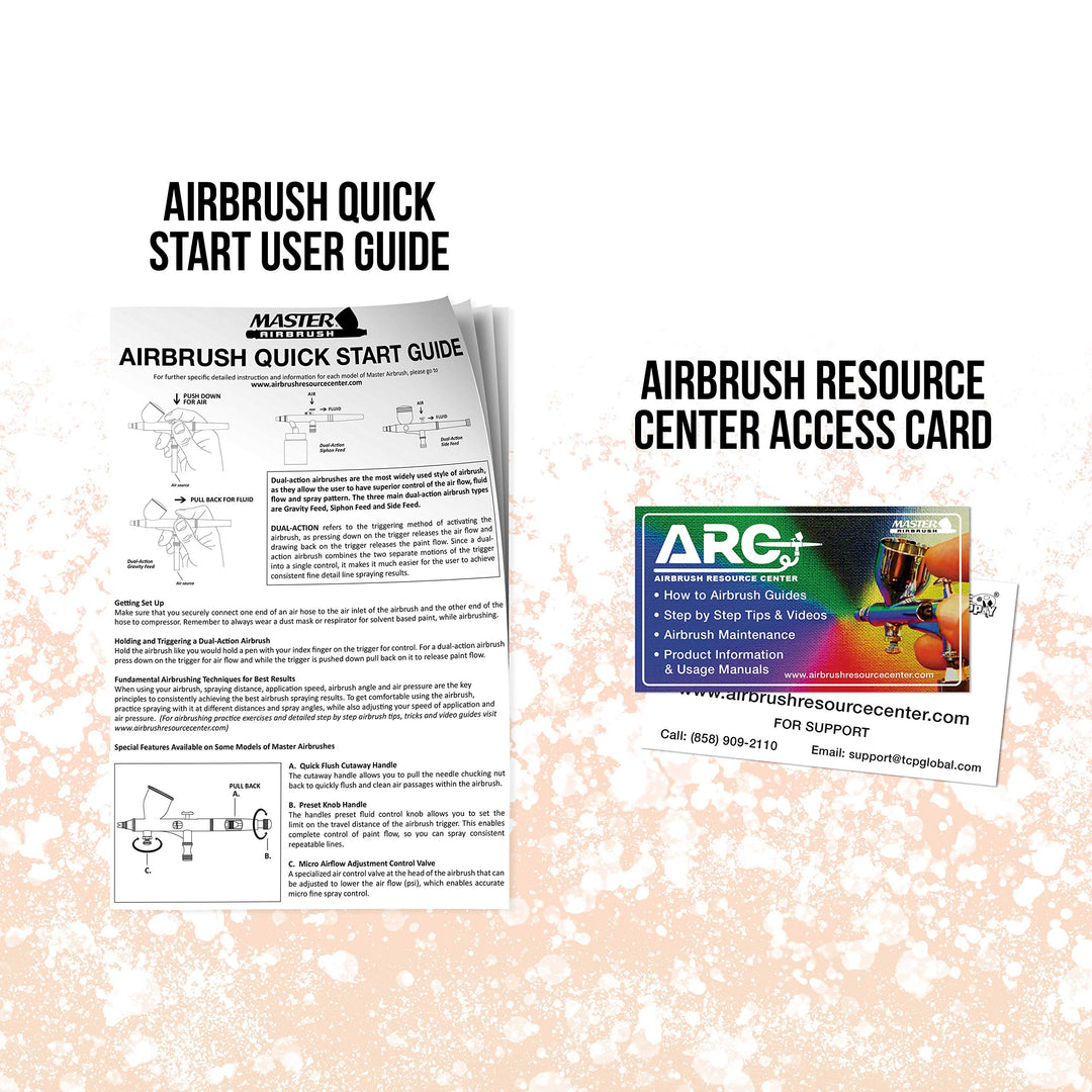 Professional Multi-Purpose Gravity Feed Airbrushing System Kit - Model G22 Gravity Feed Dual-Action Airbrush with 1/3 oz. Fluid Cup and 0.3 mm Tip, Hose, Powerful 1/5hp Air Compressor