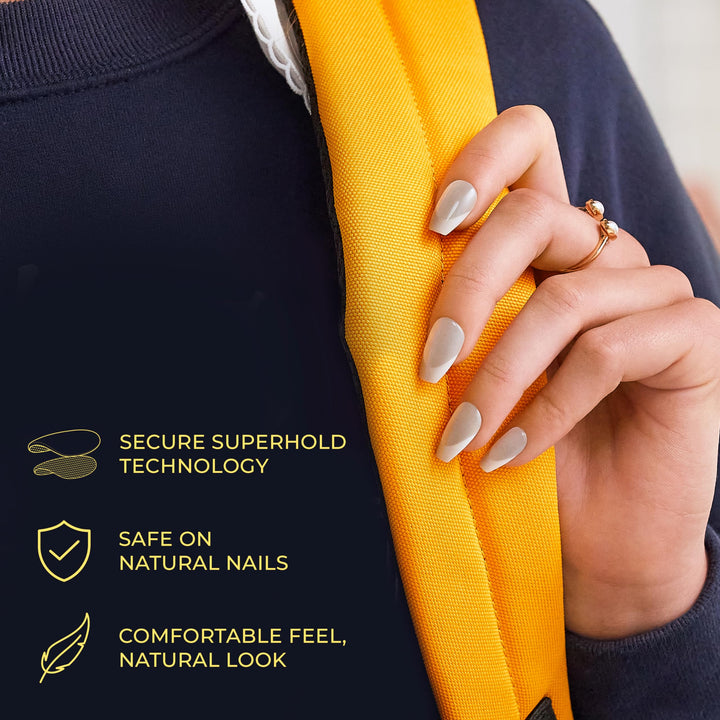 KISS Press-On Manicure, Nail Kit, PureFit Technology, Short Press-On Nails, No Other, Includes Prep Pad, Mini File, Cuticle Stick, and 30 Fake Nails