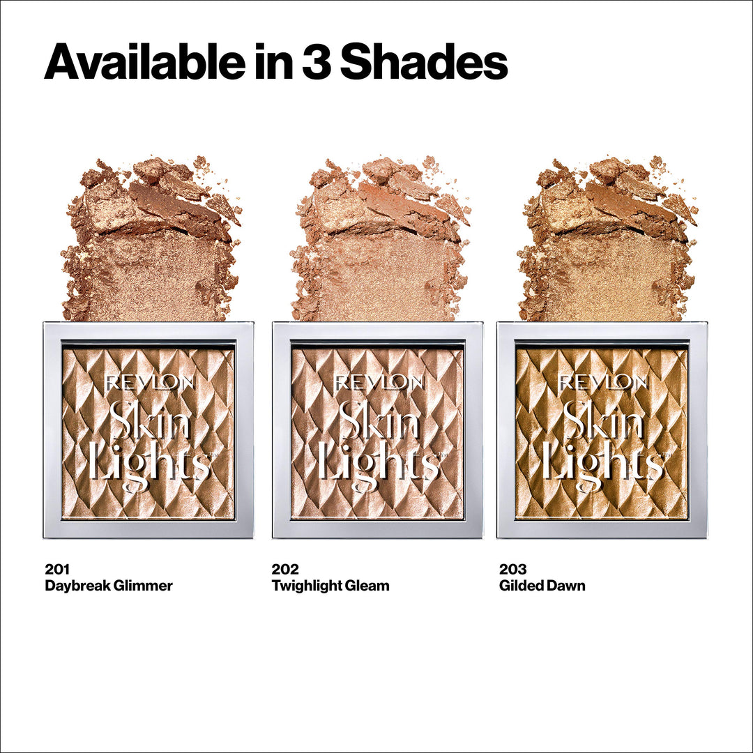Revlon Skinlights Prismatic Powder Highlighter, Lightweight, Super-Smooth Buildable Shimmer, Daybreak Glimmer (201), 0.28 Oz